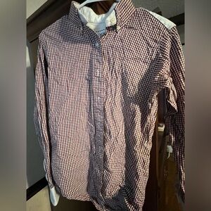 Ameda Men's Gingham Button-Down Shirt - Maroon and White